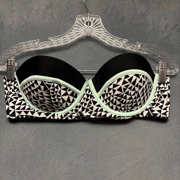 Xhilaration Bikini Top Womens Large Geometric Padded Push Up Double Strap Beachy - Picture 1 of 11